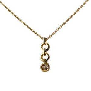 Nina Ricci vintage gold tone dainty necklace pendant